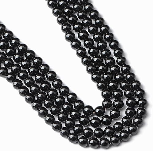 Miniatura 5 de 100 cuentas redondas sueltas de ónix negro natural de 0.315 pulgadas para fabricación de joyas con cordón elástico de cristal
