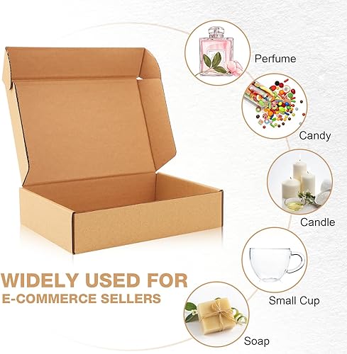 Miniatura 6 de Paquete de 20 cajas de envío de 12 x 9 x 3, cajas de cartón corrugado marrón, 3 capas, cajas de regalo pequeñas para embalaje, almacenamiento y