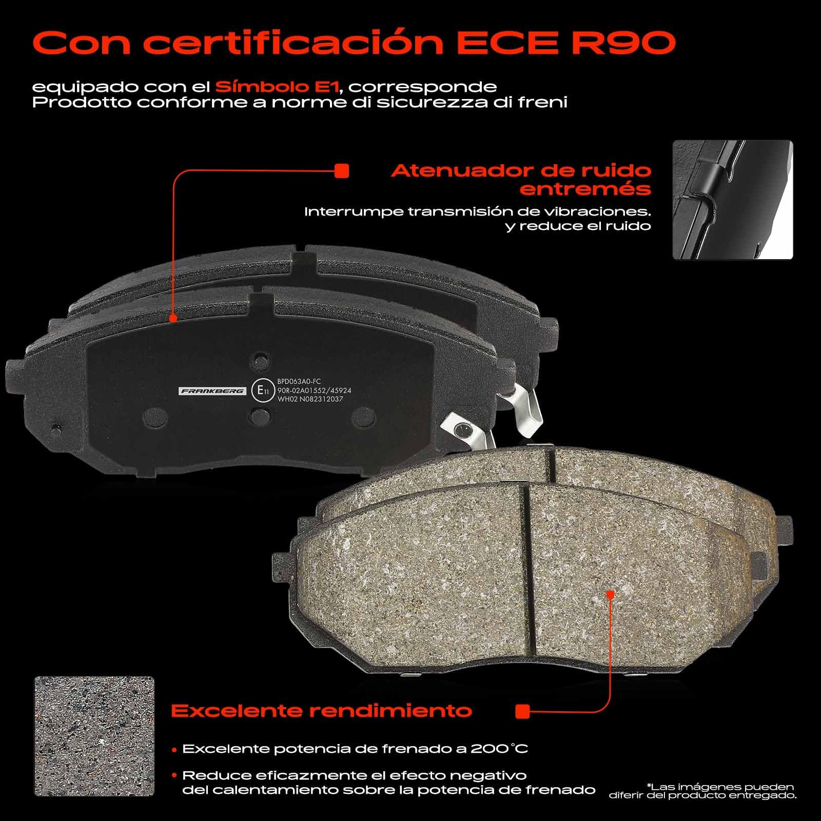 Frankberg 2 discos de freno 4 pastillas de freno | 581013ED00; Compatible con: Sorento I JC