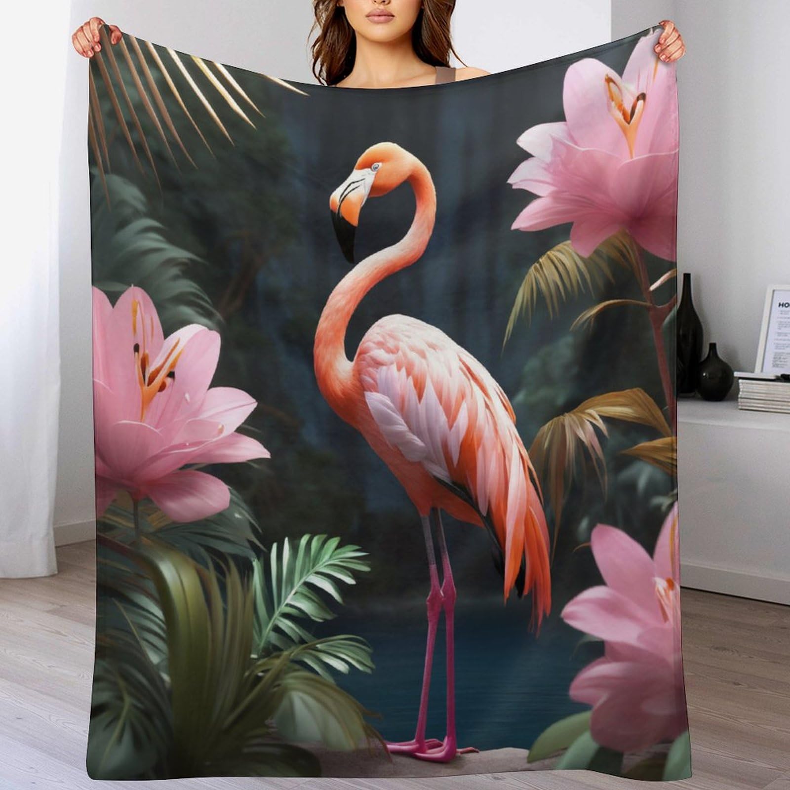 Couverture flamant rose en flannel douce pour lit et canapé de taille grande 180x200cm