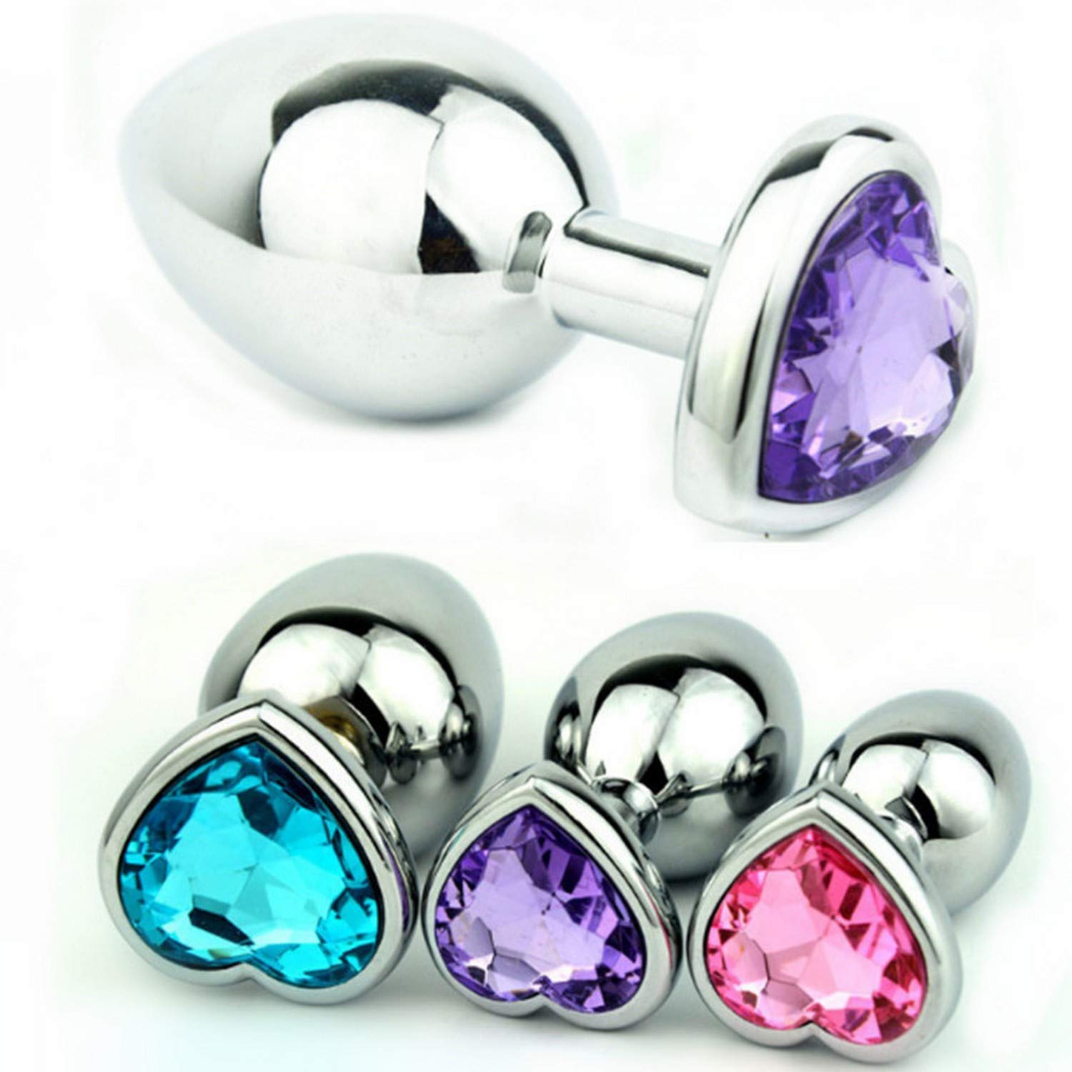 EYLEER Stainless Steel Anales Trainer Kit-Bûtt Pl'ugs Beads Massage Toys with Jeweled Back (3 Colors)