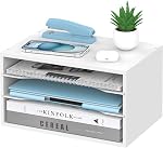 5-Tier Wood Desk Organizer, Paper Sorter for Desktop with Adjustable Storage Shelves, Desktop Mail Holder for Office Home Classroom, White