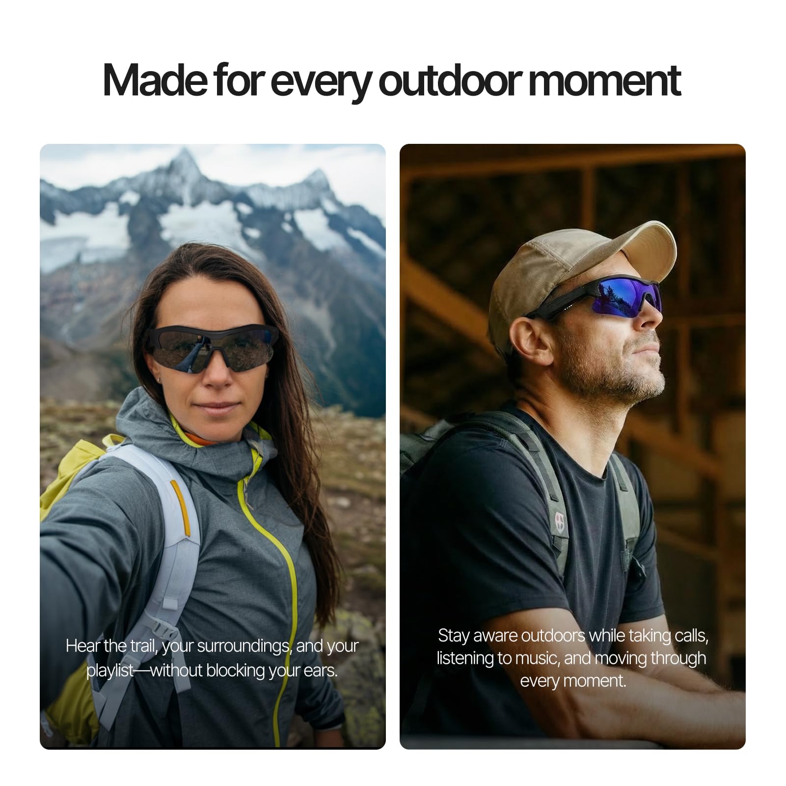WOWRIO - Occhiali sportivi intelligenti, con cuffie Hi-Fi Bluetooth 5.2 ad orecchio aperto, perfetti per mountain bike, passeggiate casual con musica