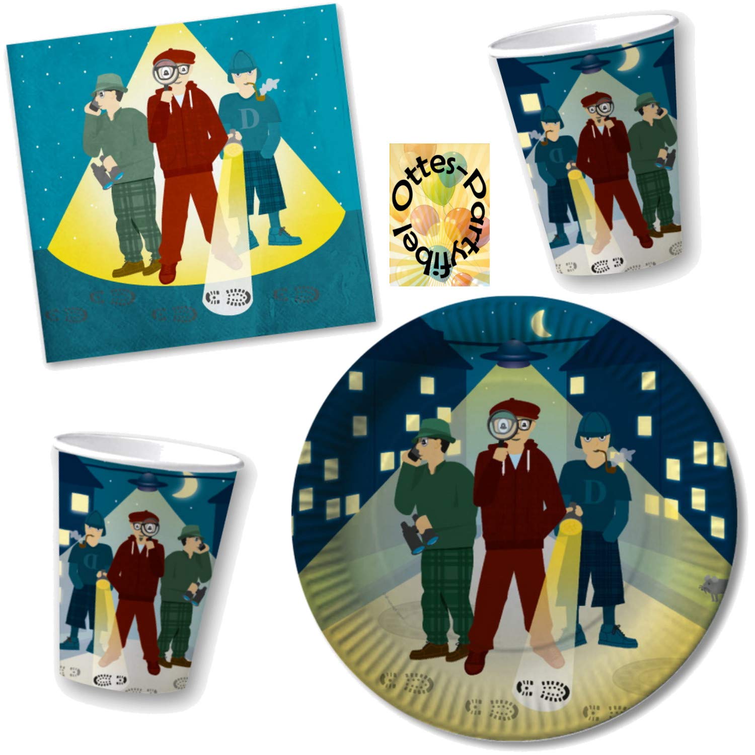 HHO Polizei-Party-Set 36-tlg. – Für 8 Gäste, Inkl. Teller, Becher, Servietten, Polizei-Design