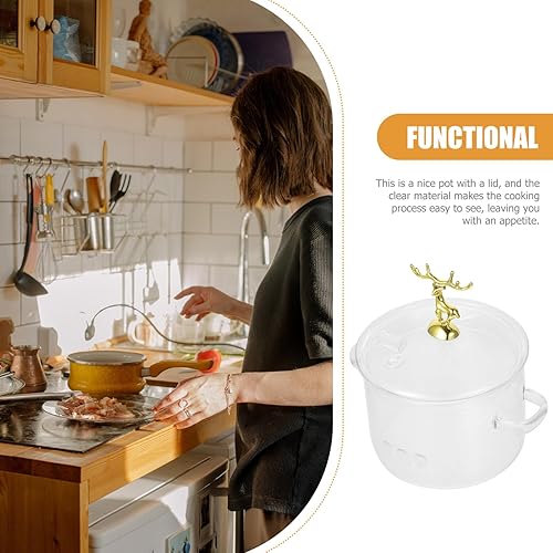 Miniatura 5 de Olla de sopa de borosilicato con alce de Navidad, olla de fideos de cocina transparente, olla de sopa transparente para el hogar, olla de cocina con