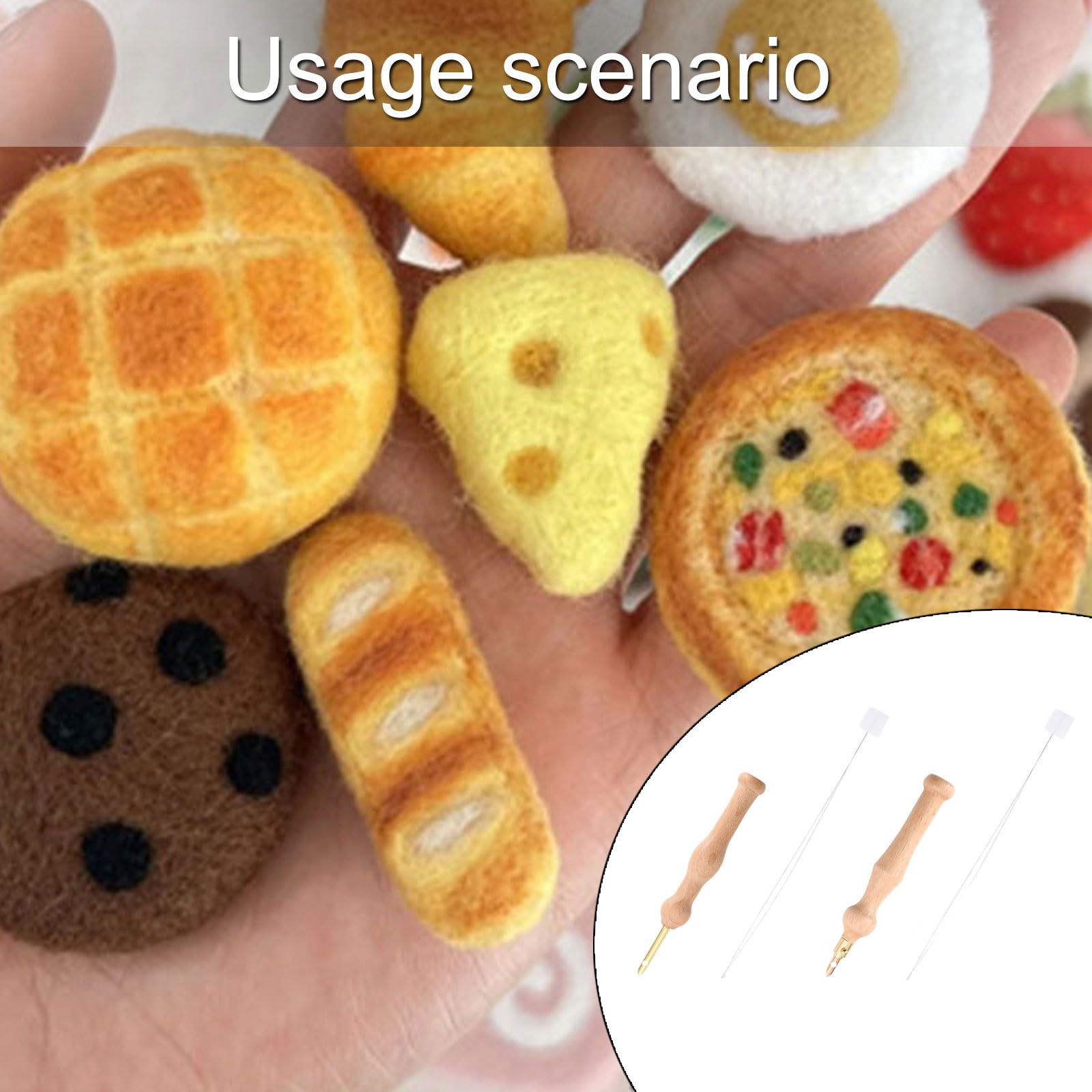 Wood Handle Punching Needle Tool Embroidery Pen with Needle Threading Tool Beginner Punching Needle for Embroidery