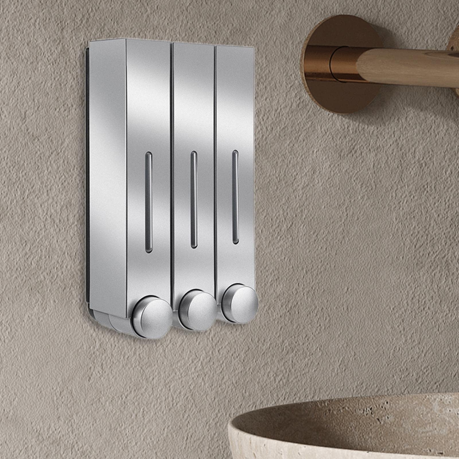 Handseifenspender Zur Wandmontage, Spender, Pumpenflasche, Tropfverschluss, Triple Silber