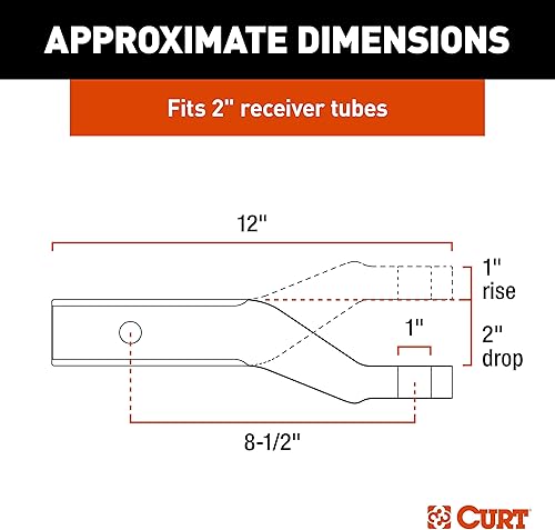 Miniatura 2 de CURT 45360 - Soporte de bola de enganche de remolque de aluminio, se adapta a receptor de 2 pulgadas, 8,000 libras, orificio de 1 pulgada, caída de