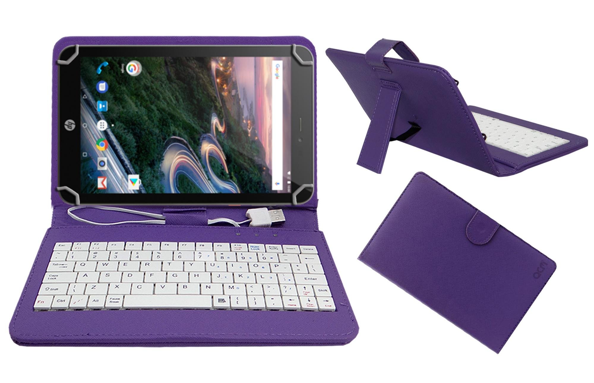 ACM USB Keyboard Case Compatible with Hp Pro 8 with Voice Tablet Cover Stand Study Gaming Direct Plug & Play - Purple