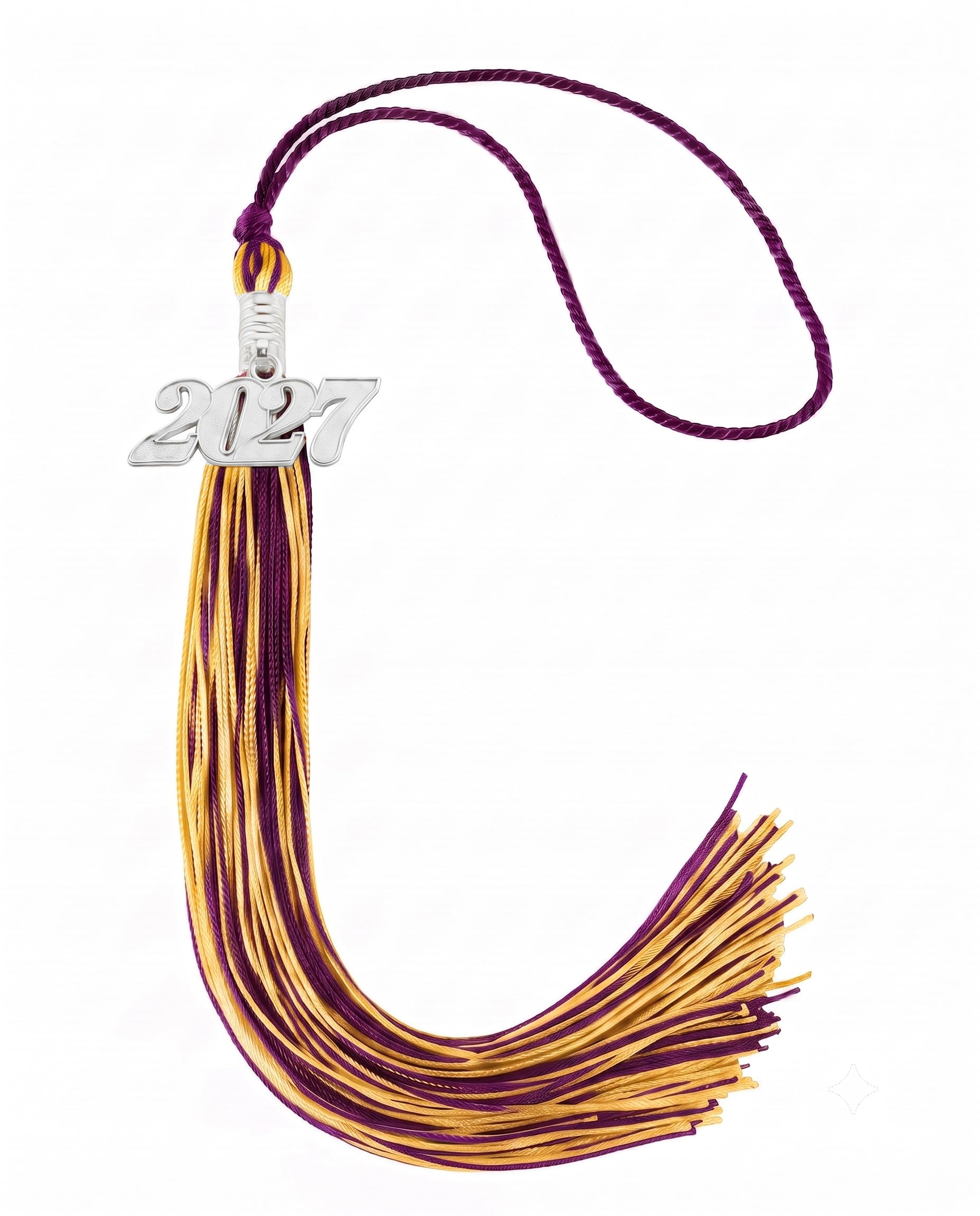 Graduation Tassel 2027 for Grad Cap,Maroon and Gold Tassel with Silver Charm