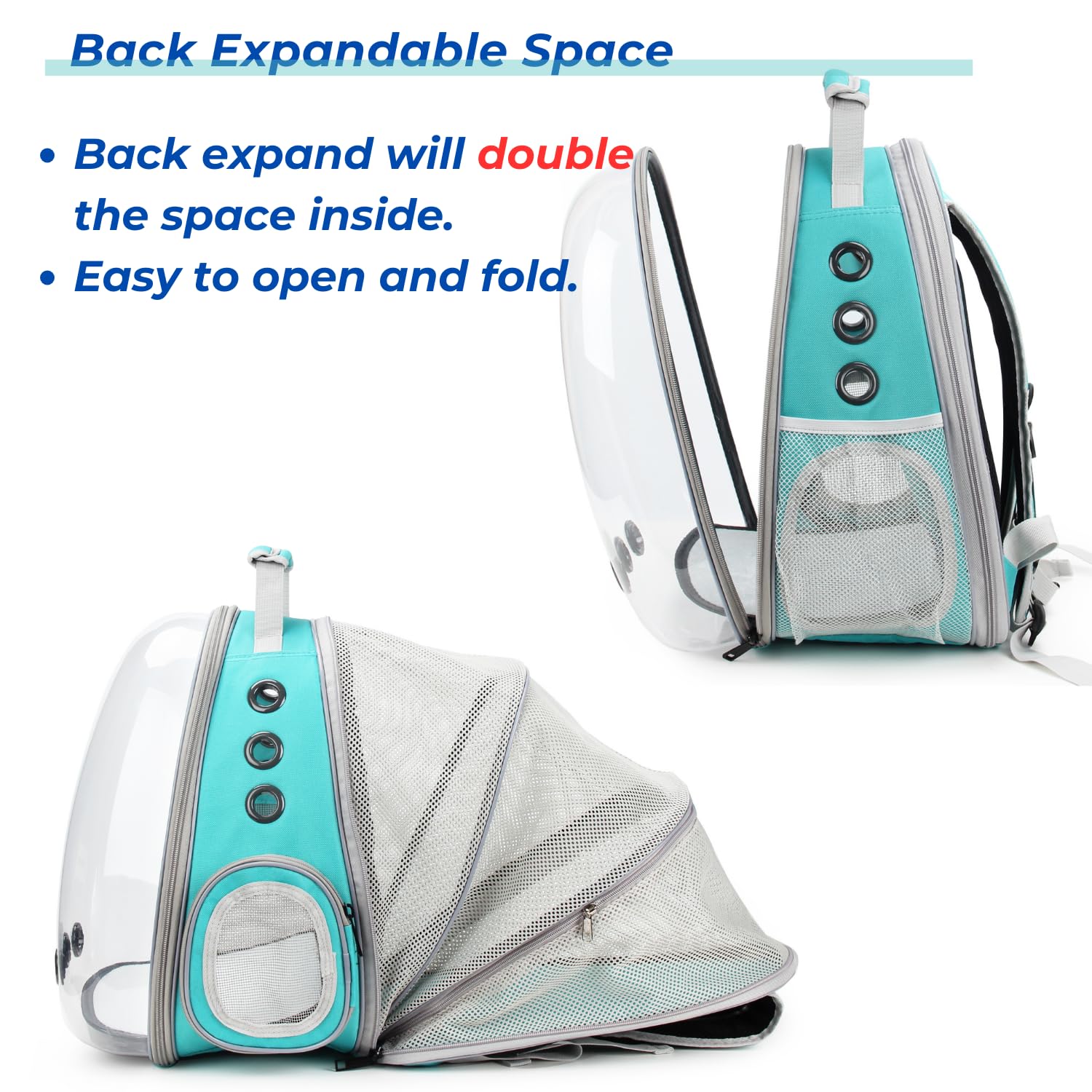 Lollimeow Cat Carrier Backpack, Expandable Bubble Pet Carrier for Cats and Small Dogs, Airline Approved Travel Backpack for Hiking, Walking & Outdoor Adventures - Supports up to 14 lbs - image 3
