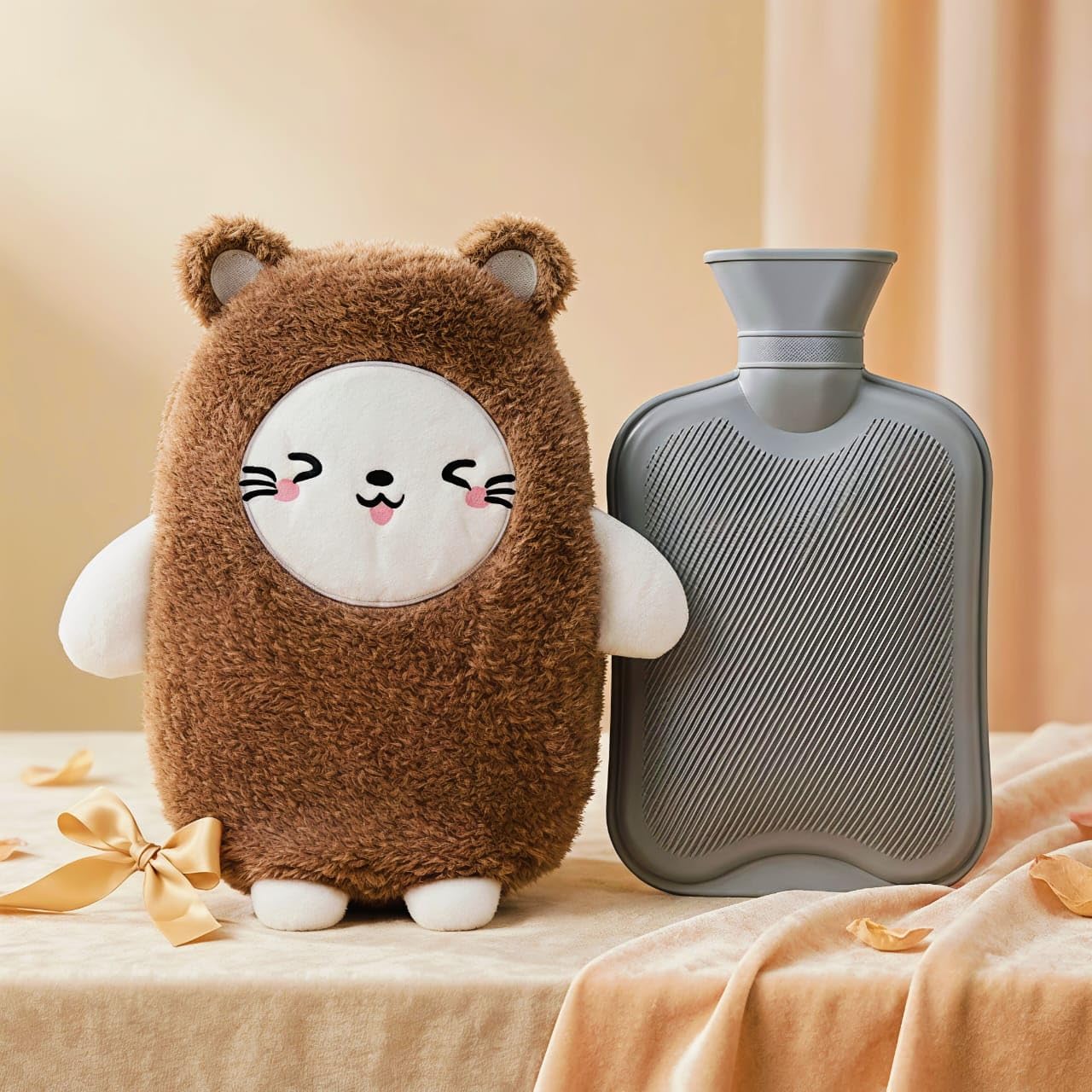 Hot Water Bag with Cute Cartoon Design Soft Cover for Pain Relief, Heating Bag, Heating Pad Hot Water Bottle & Rubber Bottle for Hot Water Bag for Pain Relief- 500 ML (Multi)-image-27