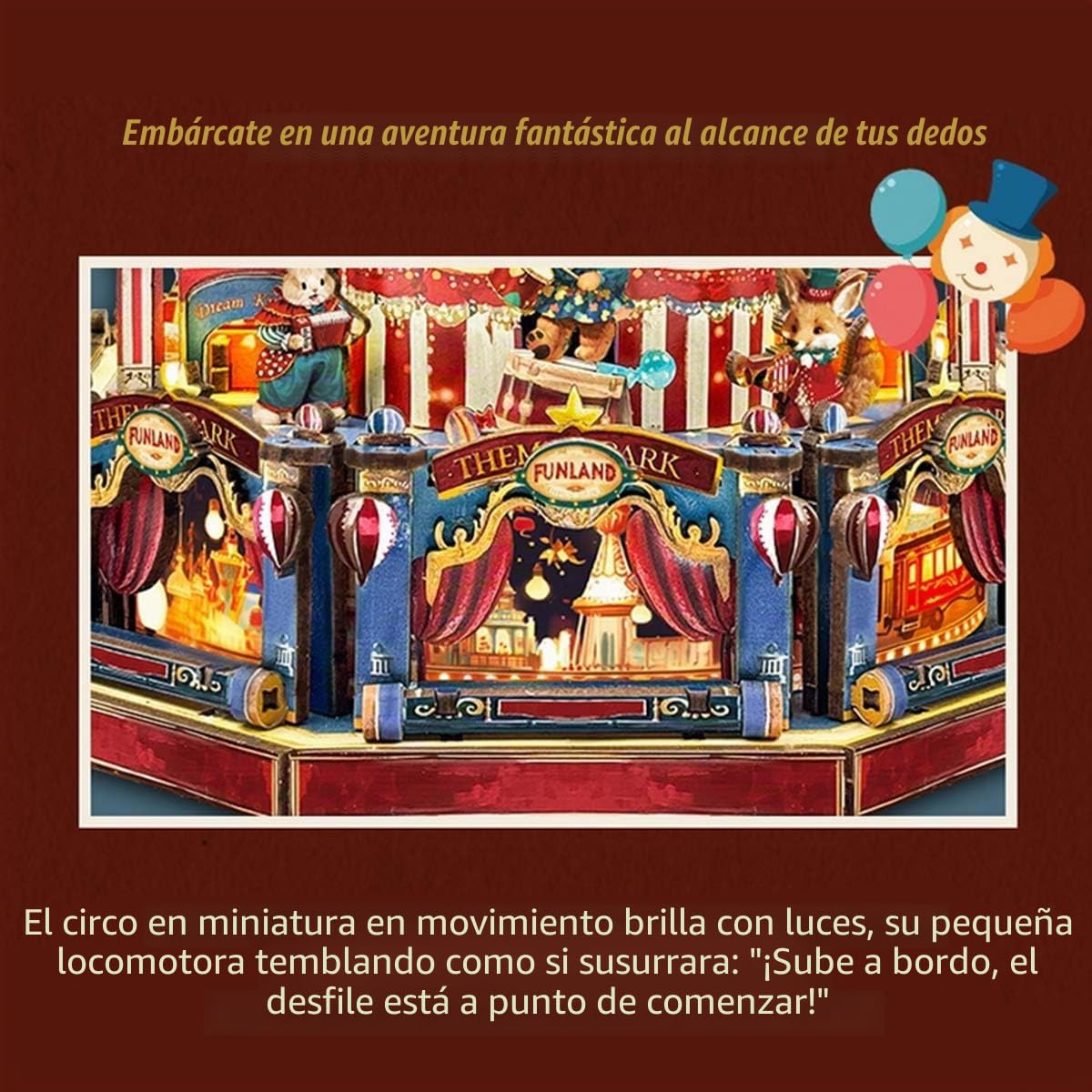 Rompecabezas de madera 3D, caja de música giratoria de la noria del siglo con luces, kit de modelo de bricolaje para construir, decoración de escritorio coleccionable y regalo creativo para