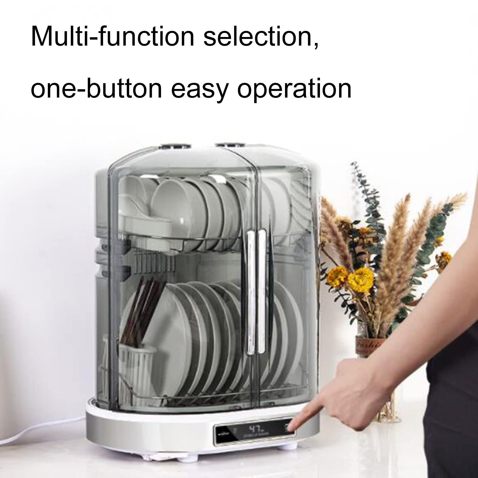 Gabinete de desinfección de cocina, esterilizador vertical de 55 litros con función de secado e iluminación para una limpieza sin esfuerzo de utensilios de cocina
