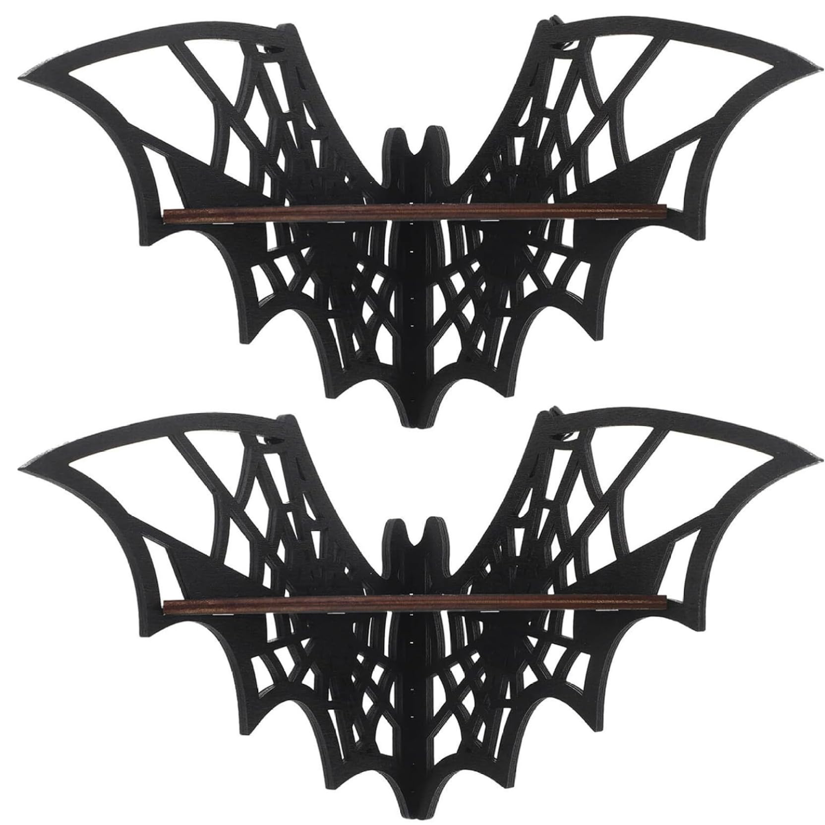 Ameble 2Pcs Bat Shelf Bat Shaped Gothic Shelf Wooden Wall Corner Shelves Spooky Wall Art Decoration for Home Bedroom Kitchen Halloween