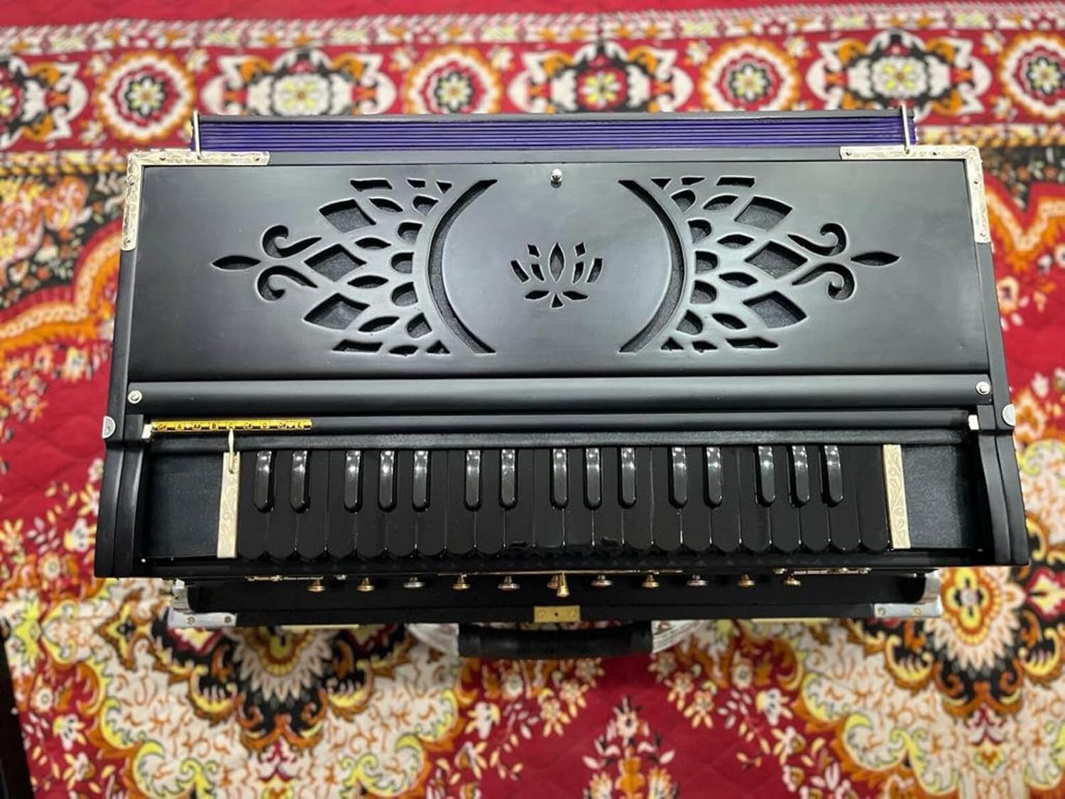 NamasteHimalayas Professional Matte Black Harmonium, 3-Reed 9-Scale Changer, Premium Design 3.75 octave, Best for Kirtan, Meditation, yoga, Sound Healing Therapy, yoga workshop