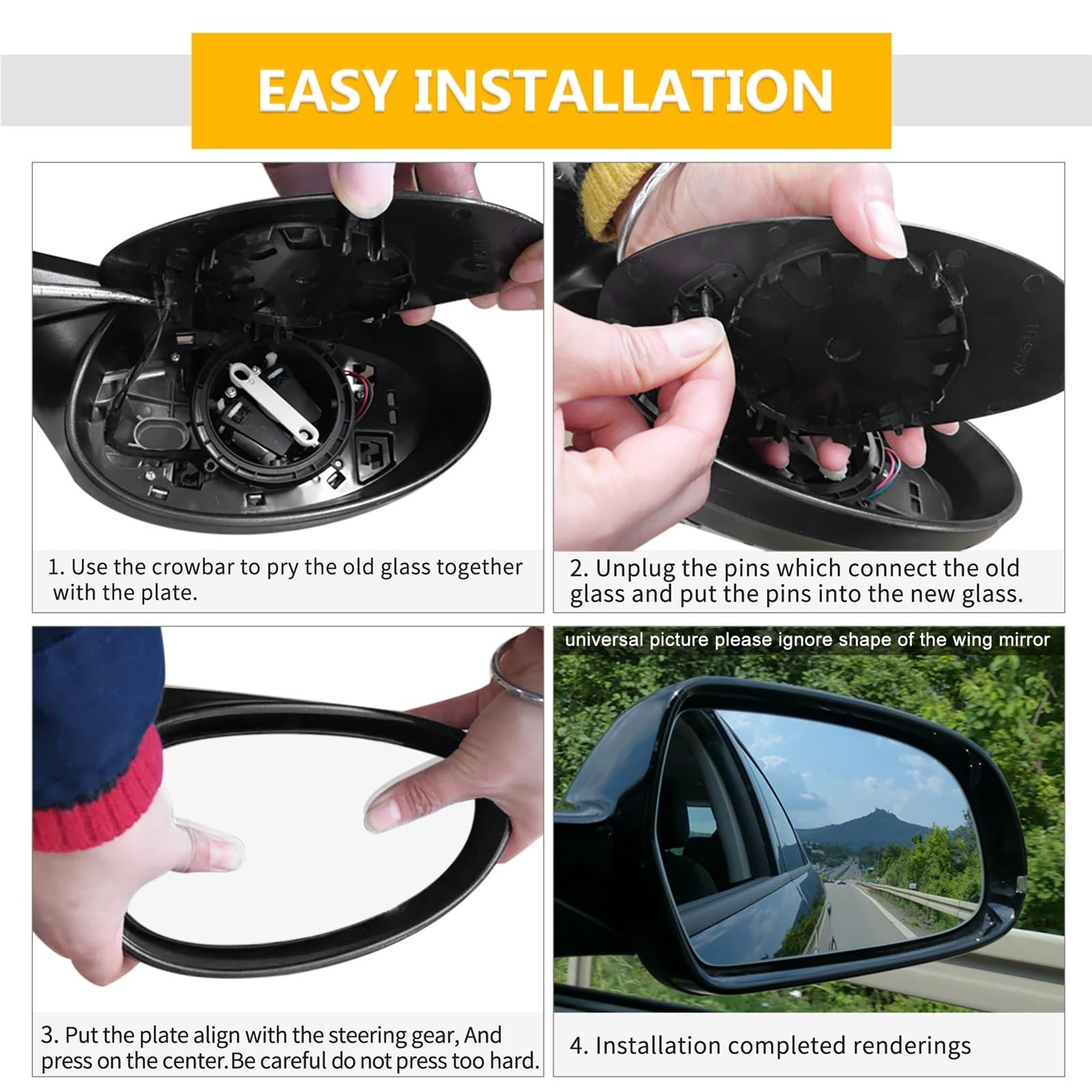 Cristal de espejo retrovisor calefactado Espejo retrovisor izquierdo del lado conductor convexo calefactado 68079363AA para Fiat Grande Punto