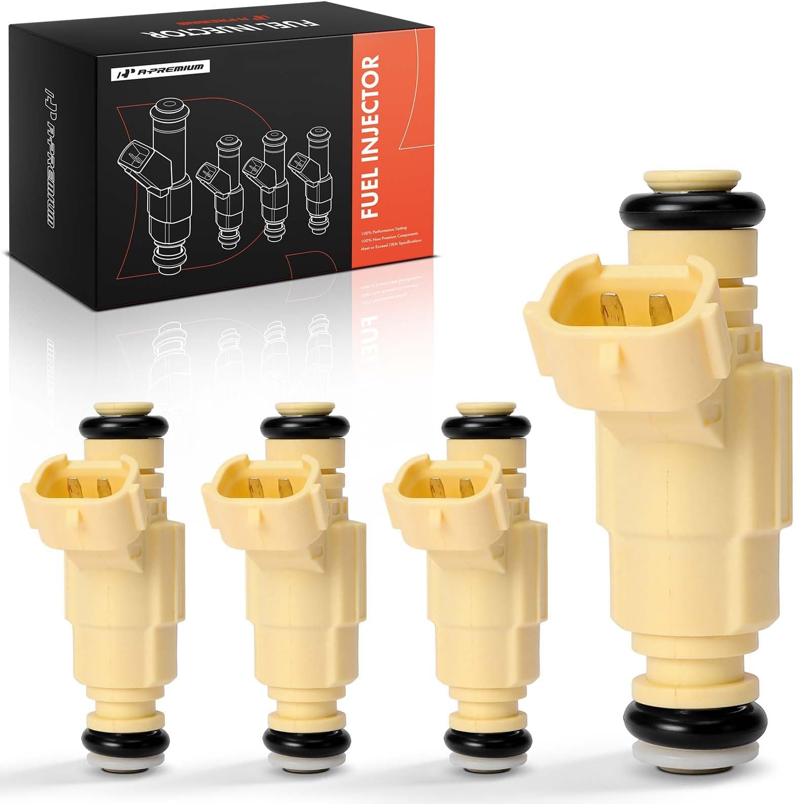 A-Premium Set of 4 Fuel Injectors Compatible with Hyundai Elantra 2001-2007,Tucson 2005-2009, Tiburon 2003-2008 & Kia Sportage 2005-2010, Spectra 2004-2007,Spectra5, 2.0L, Replace# 3531023600