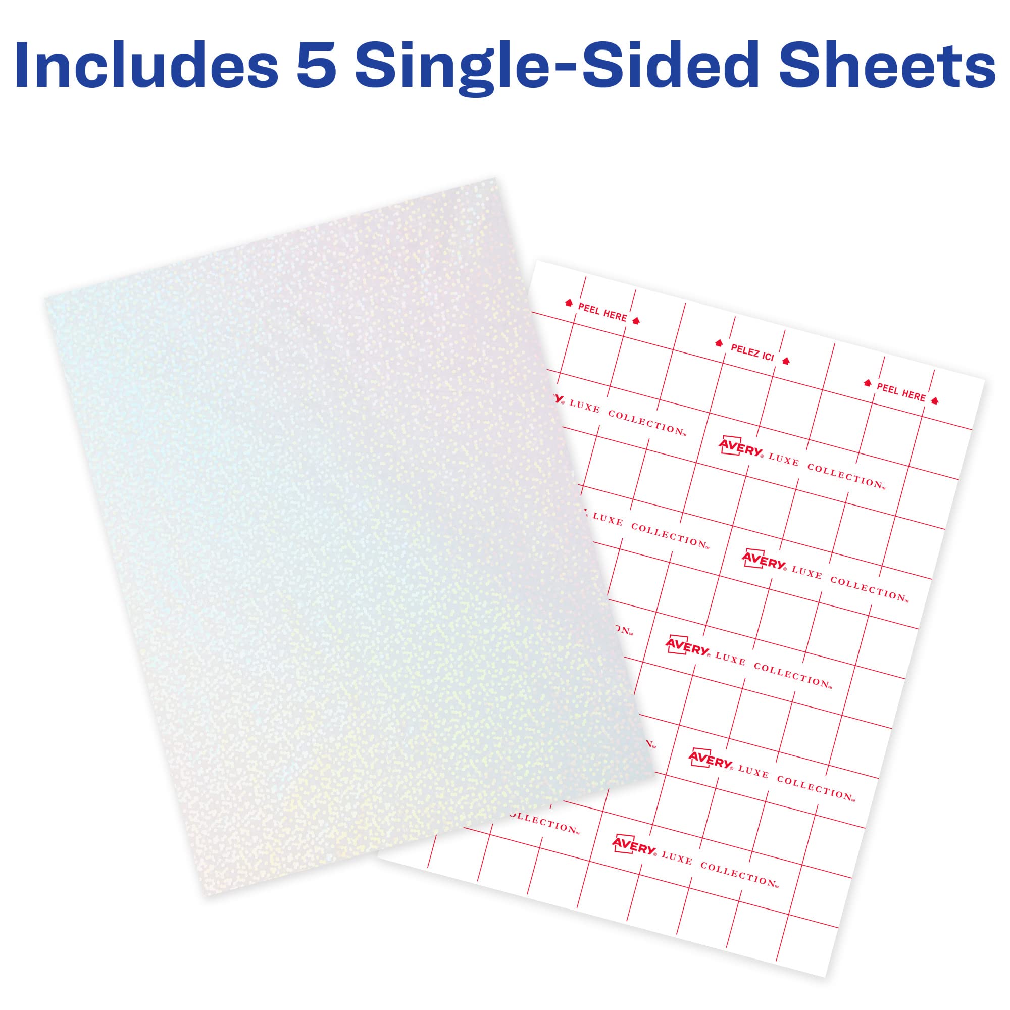 Avery Luxe Collection Holographic Laminating Sheets, Speckled Dots, 9 X 12, Self