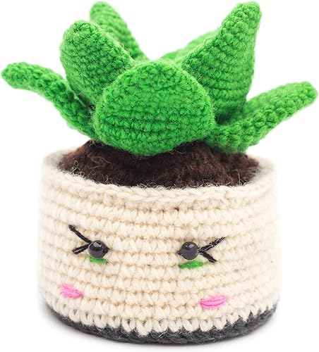 GLACIART ONE Suculentas artificiales de ganchillo para plantas y macetas Plantas artificiales para decoración del hogar en interiores cocina o baño