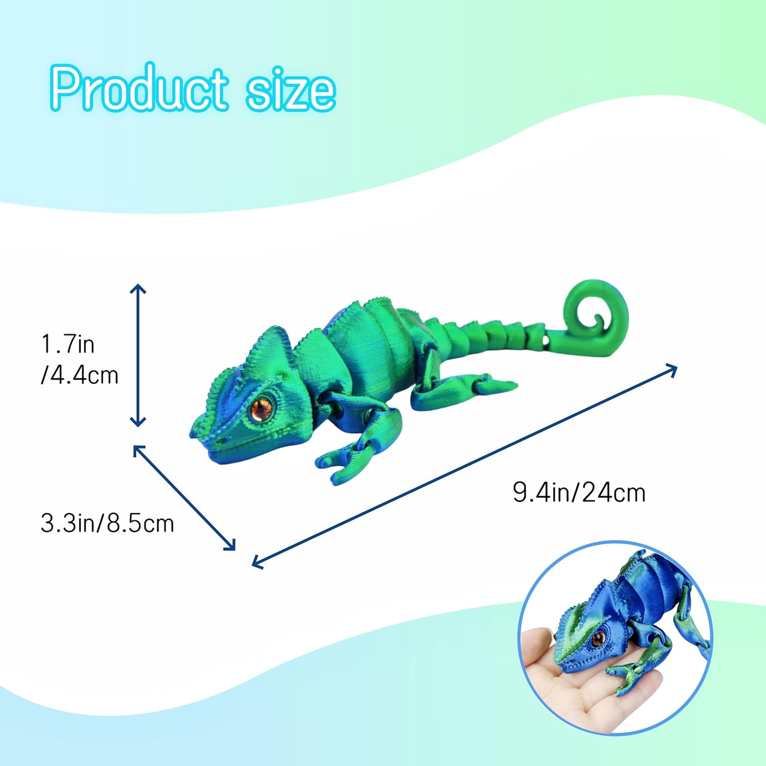 3D Printed Animals - Articulated Chameleon Toys, Flexible Animals Toy Statue,Movable Joints,Fidget Toys, Desk Home Office Decor, Birthday Halloween - Image 3