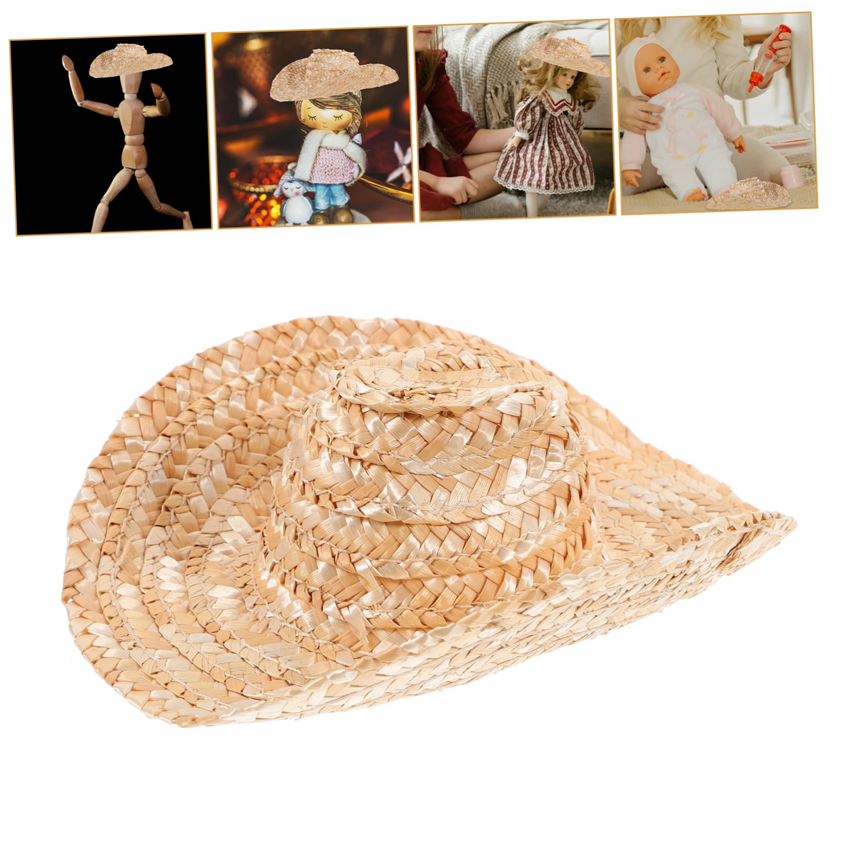 UPKOCH Mini Cowboyhut Aus Stroh - Faltbare Puppenhüte Für DIY & Deko