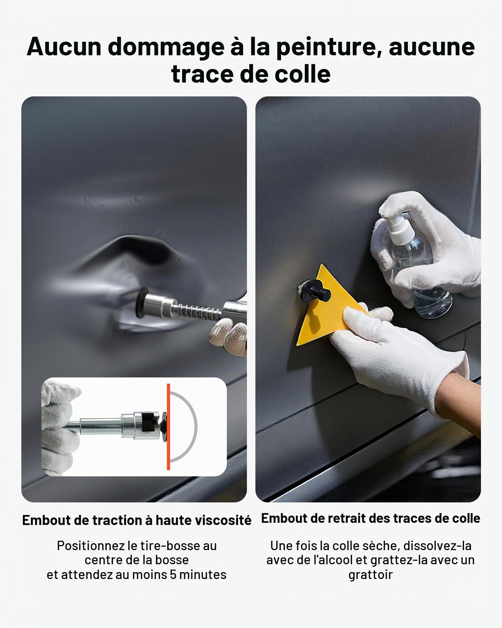 VEVOR Kit de Débosselage de Carrosserie sans Peinture 100PCs, avec Extracteur Doré, Pont de Débosselage, Marteau à Inertie, Barre en T, Pistolet à Colle, Outil de Réparation de Bosses pour Garage