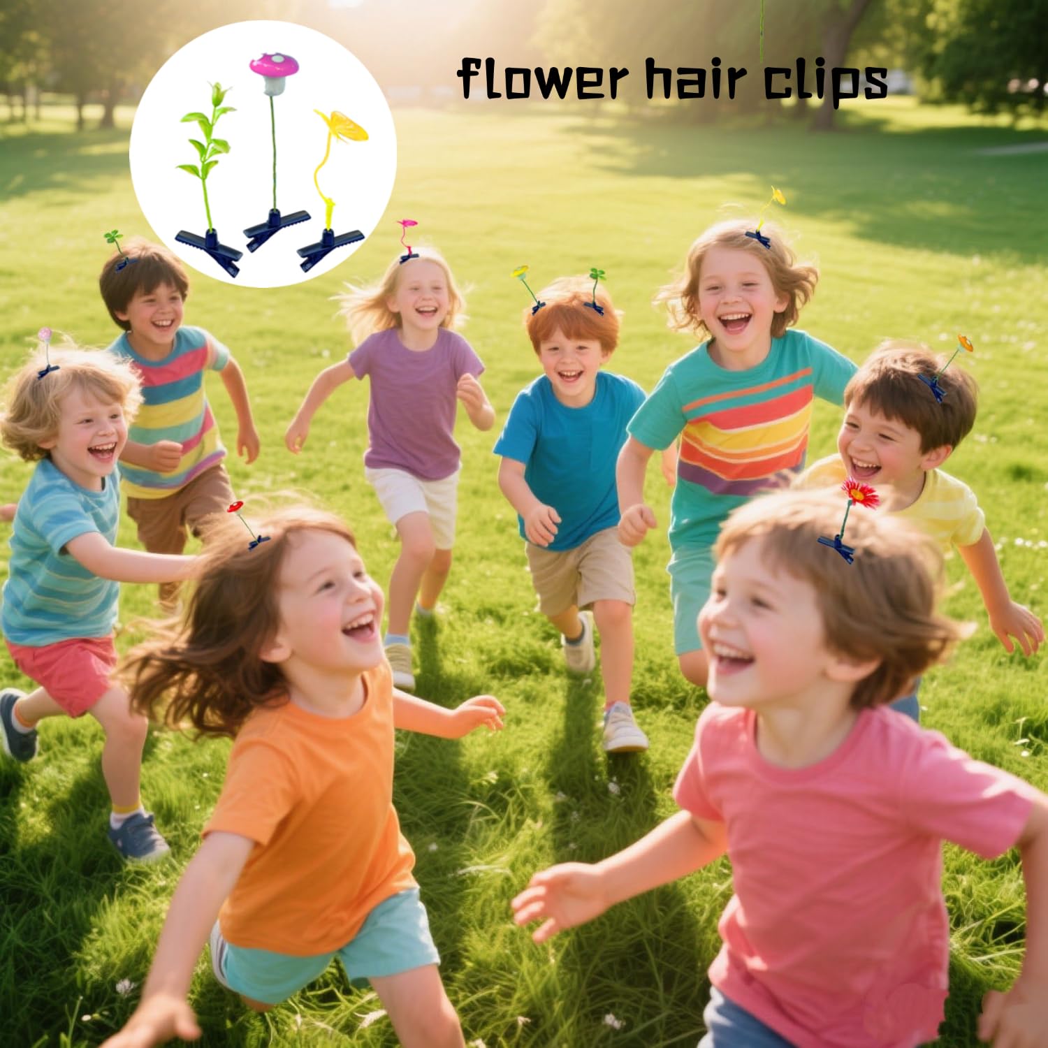 100 horquillas para el pelo de brotes de frijol, horquillas de estilo mixto, horquillas de brotes de flores, mariposas, hierba, hongos, accesorios para el cabello, accesorios para el cabello para