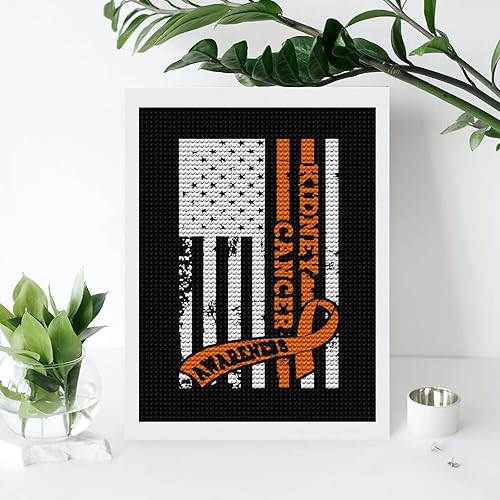 Miniatura 7 de Bandera de Estados Unidos para concientización sobre el cáncer de riñón, divertidos kits de pintura de diamantes 5D, arte y manualidades, imágenes