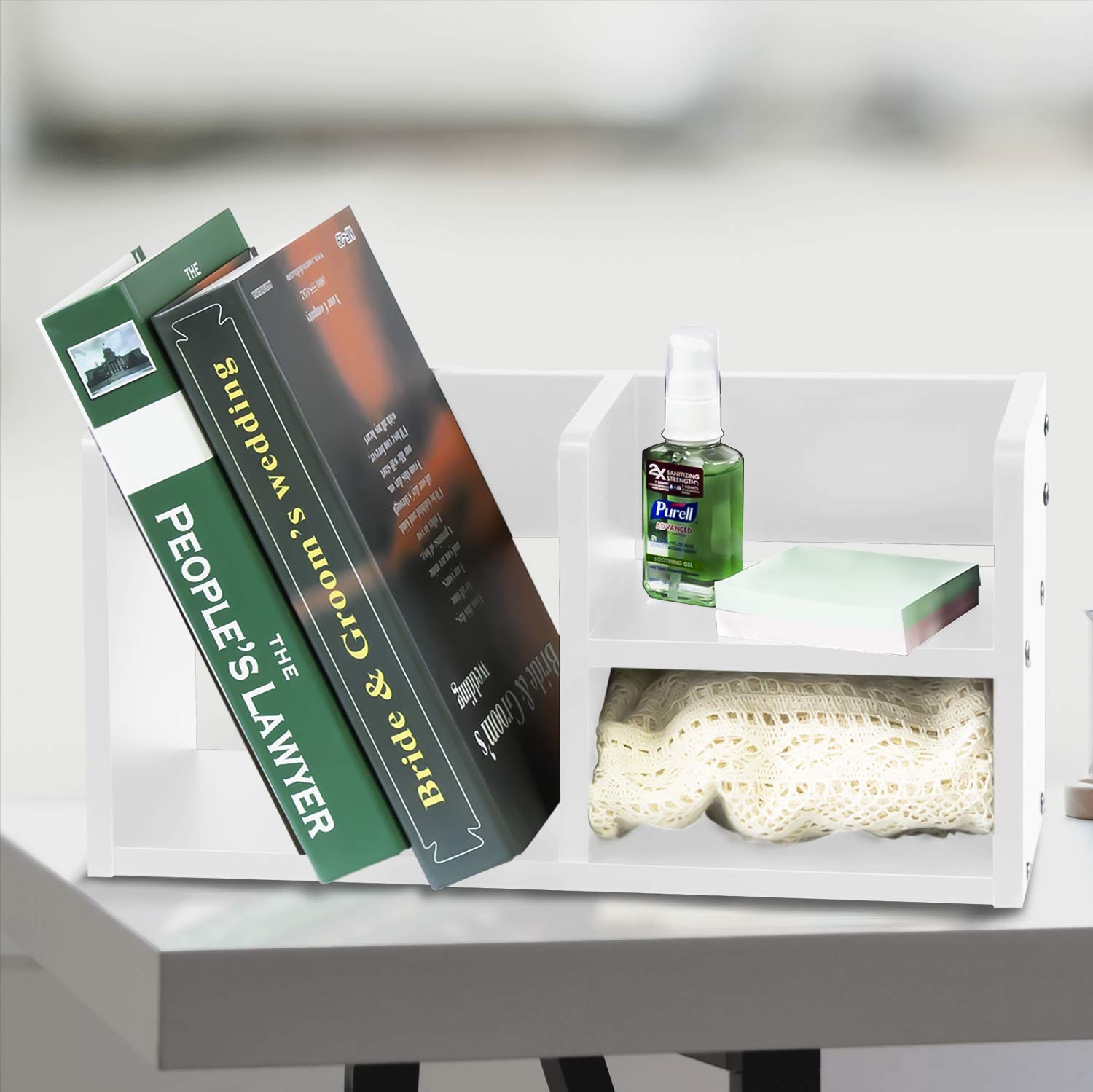 Jerry & Maggie - Wood Desk Organizer 3 Units Desktop Shelf Rack Multi Function Bookcase Display Shelf Office Supply Home Decor Bedroom Reinforced Bathroom Standing Shelf Storage White