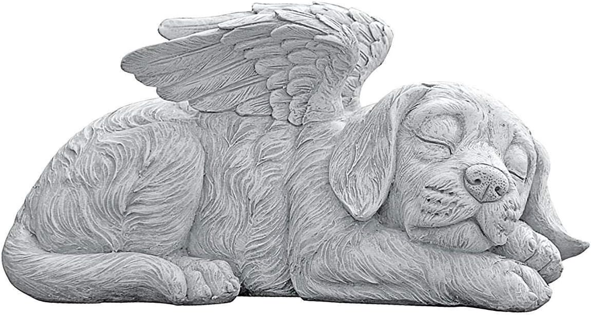 Design Toscano QL6079 Dog Angel Pet Memorial Grave Marker Tribute Statue, 10 Inches Wide, 5 Inches Deep, 5 Inches High, Handcast Polyresin, Antique Stone Finish