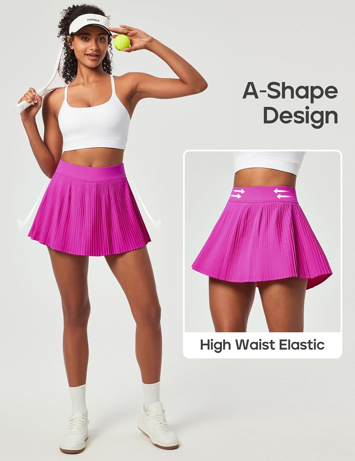 Heathyoga Pleated Tennis Skirts for Women High Waisted Athletic Skorts for Woman with Pockets Tummy Control Golf Skirts