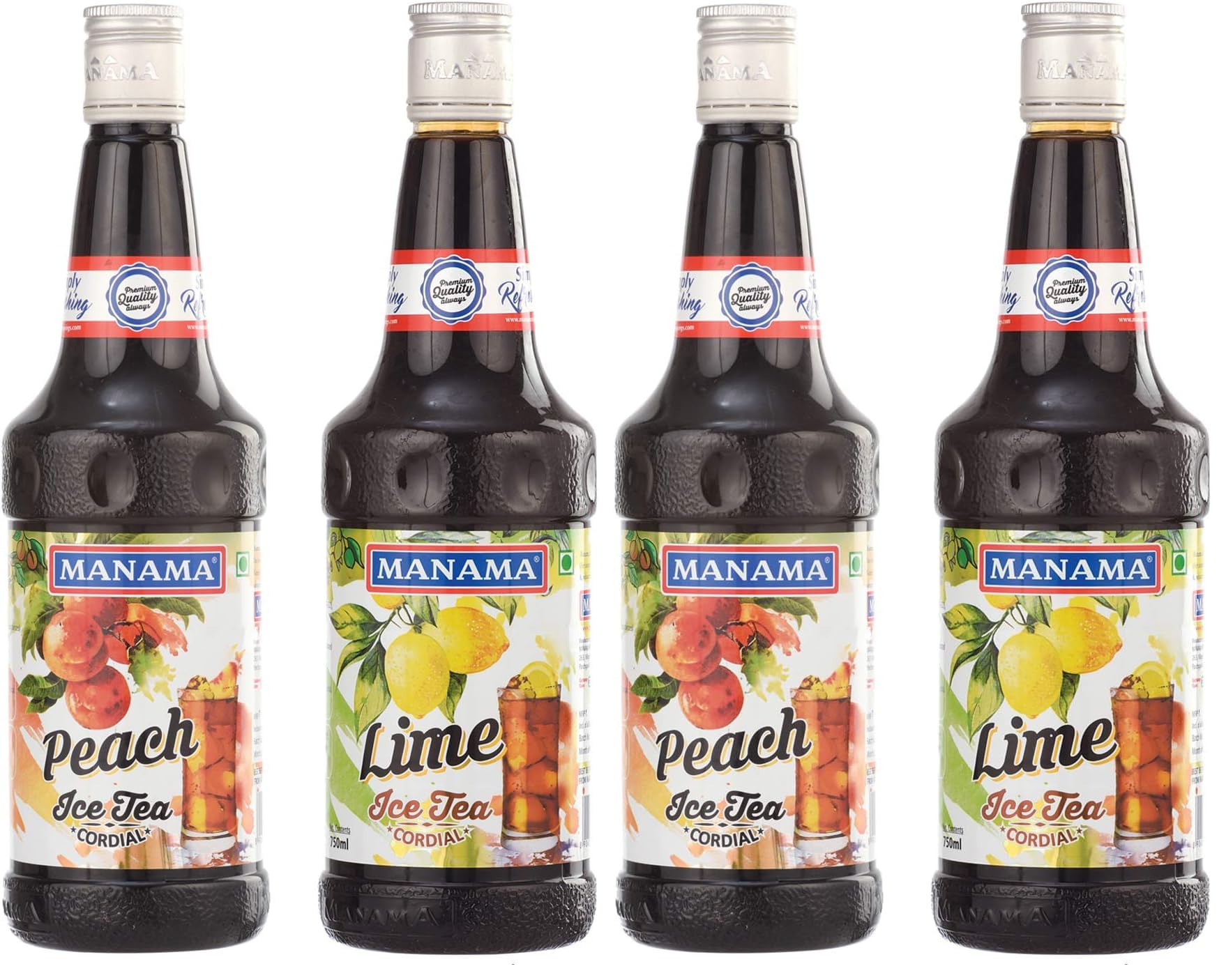 Manama Ice Tea Lime and Peach Fruit Flavoured Syrups, Pack of 4, 750ML Each-image-37