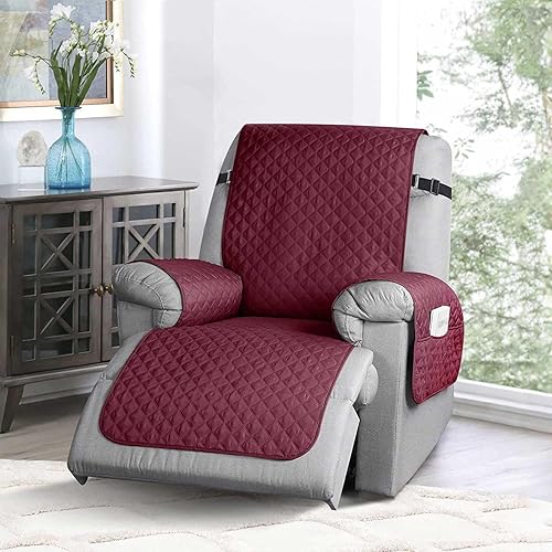 Louis Donne - Funda reversible para silla reclinable acolchada de color rojo cálido, resistente al agua, lavable, con correas elásticas para niños,