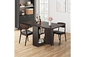 Space Saving Folding Dining Table with 2 Tier Storage