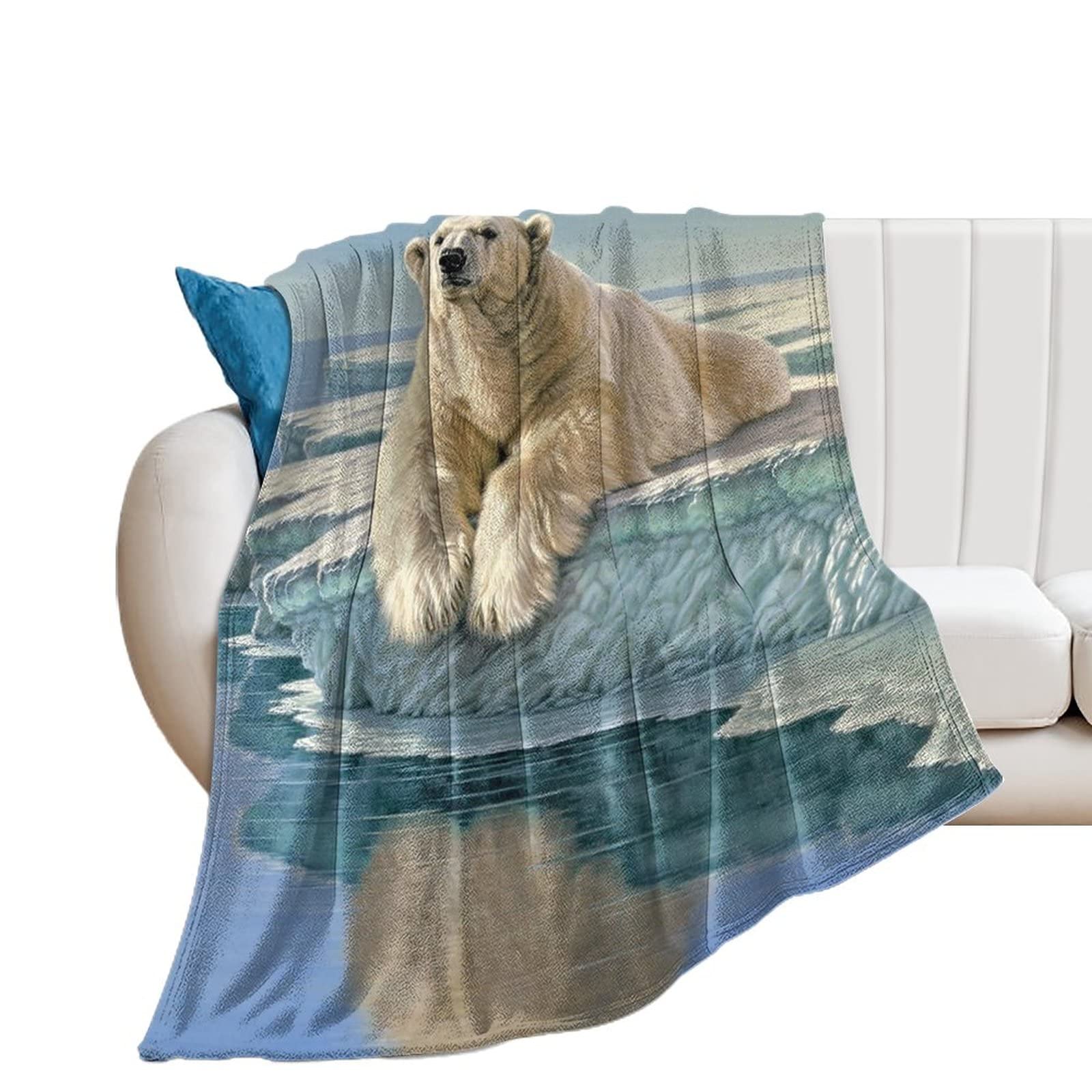 Couverture ours polaires en flanelle douce pour lit et canapé 127x152 cm