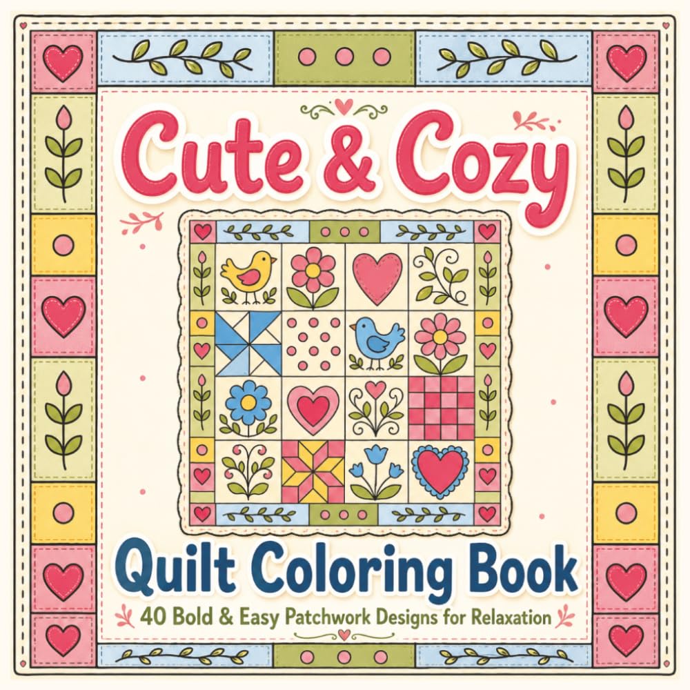 Cute & Cozy Quilt Coloring Book: 40 Bold & Easy Patchwork Designs for Relaxation (Bold & Easy Patterns Coloring Books)