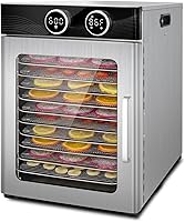 Empculd 10-Tray Stainless Steel Food Dehydrator, 800W 194°F Digital Timer, Low Noise for Jerky, Fruit, Herbs & Dog Treats
