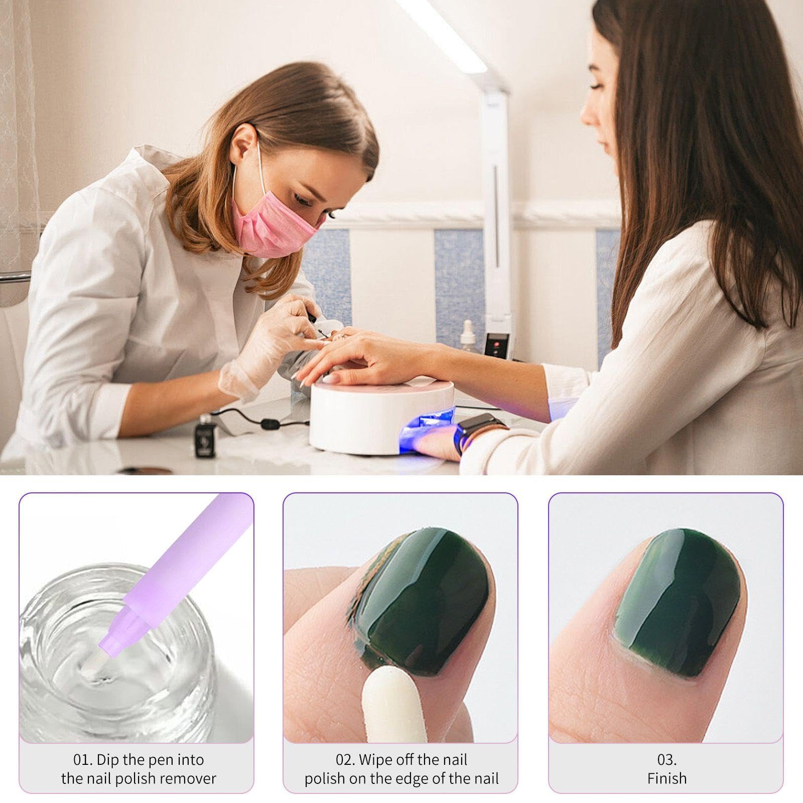 Penna Per Strumenti Per La Pulizia Delle Unghie Da 8 Pezzi, Penna Per La Correzione Dei Bordi Delle Unghie, Penna Per La Pulizia Dello Smalto Multifunzione, Strumento Per Nail Art.
