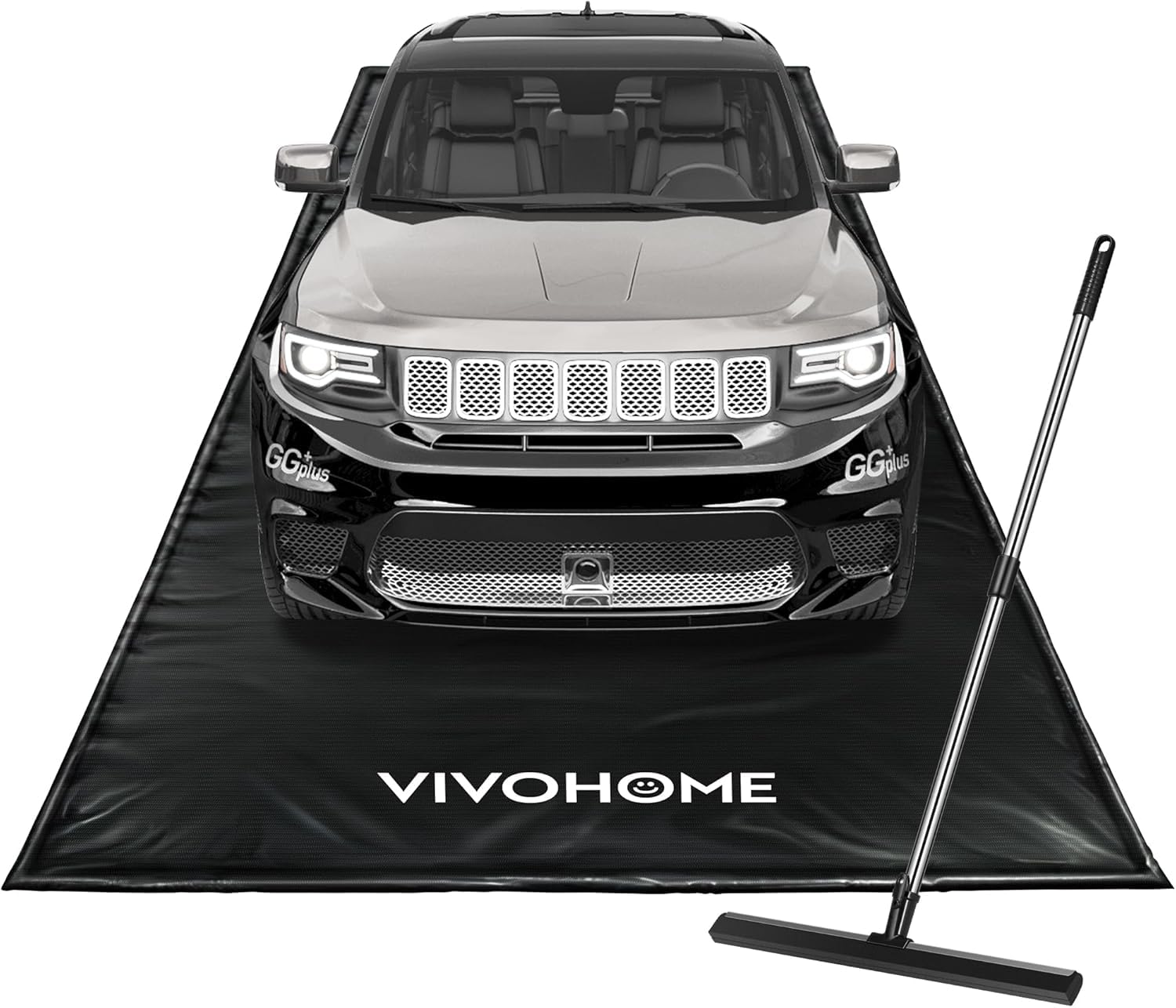 VIVOHOME Garagenbodenmatte, wasserdichte PVC Matte, 256×609cm, Schwarz | Wasserdicht, PVC