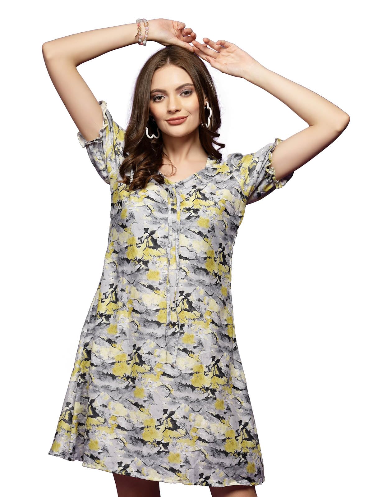Oomph! Women's Crepe Sheath Mini Dress (Md870_Digital Yellow