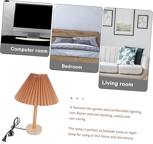 Miniatura 5 de Lámpara de mesa plisada para dormitorio, luz nocturna, mesita de noche, luz suave, deslumbrante