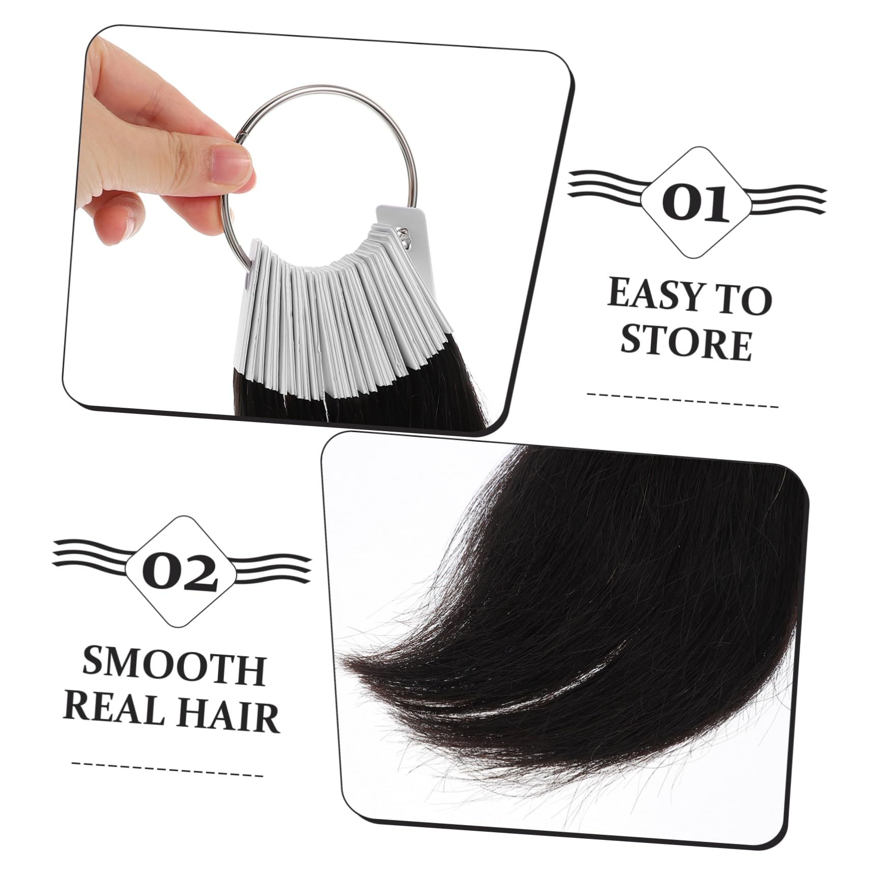 Beavorty 2sets Salon Hair Ring Testing Supplies Hair Samples Set for Styling Training 30pcs*2