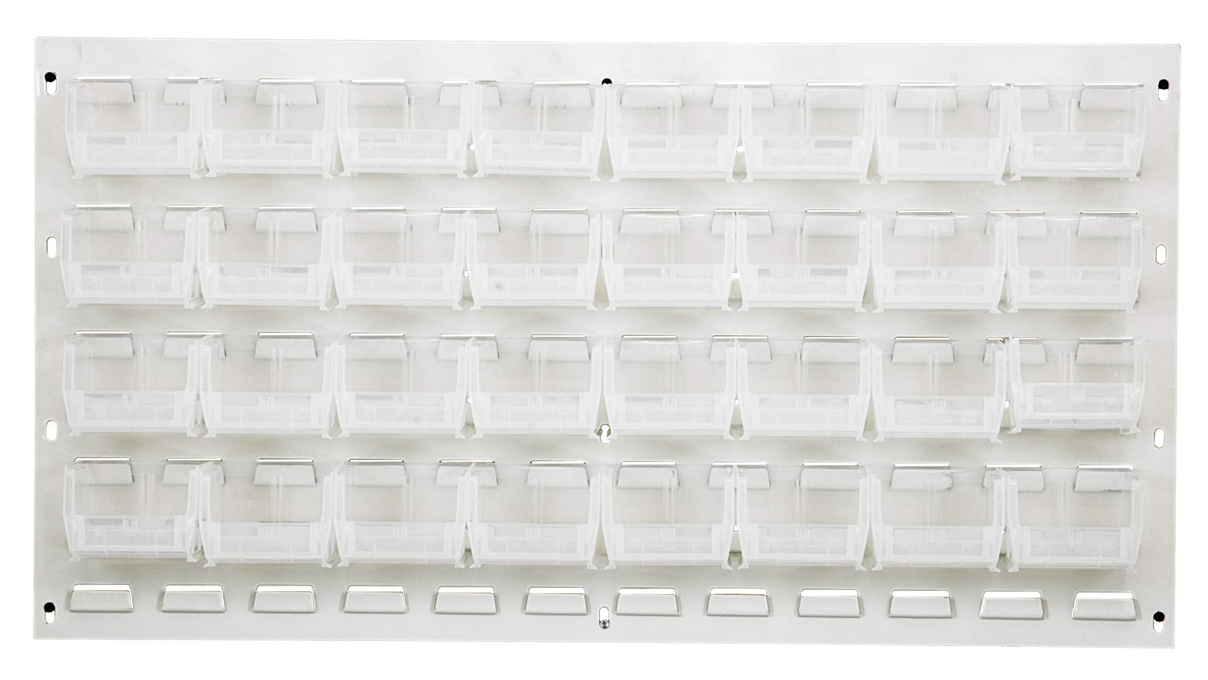 Quantum Storage QLP-3619HC-210-32CL Oyster White Louvered Panels Complete Package with Bins, 36" L X 19" H, Clear