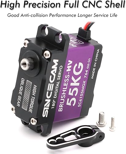 Miniatura 2 de Servo de alto par de 121.3 lbs de 8.4 V, servo sin escobillas, servo de dirección de 180 grados, engranaje oblicuo de metal, caja de aluminio,