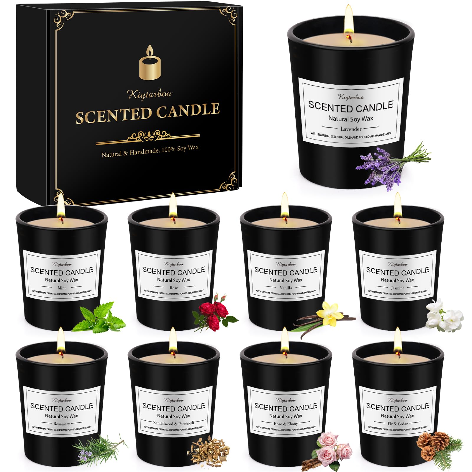 Vela Perfumada en vaso | Juego de regalo de velas aromáticas con 9 velas aromáticas para mujer con cera de soja, juego de velas aromaterapia, velas pequeñas, regalos para mujeres, cumpleaños, Navidad