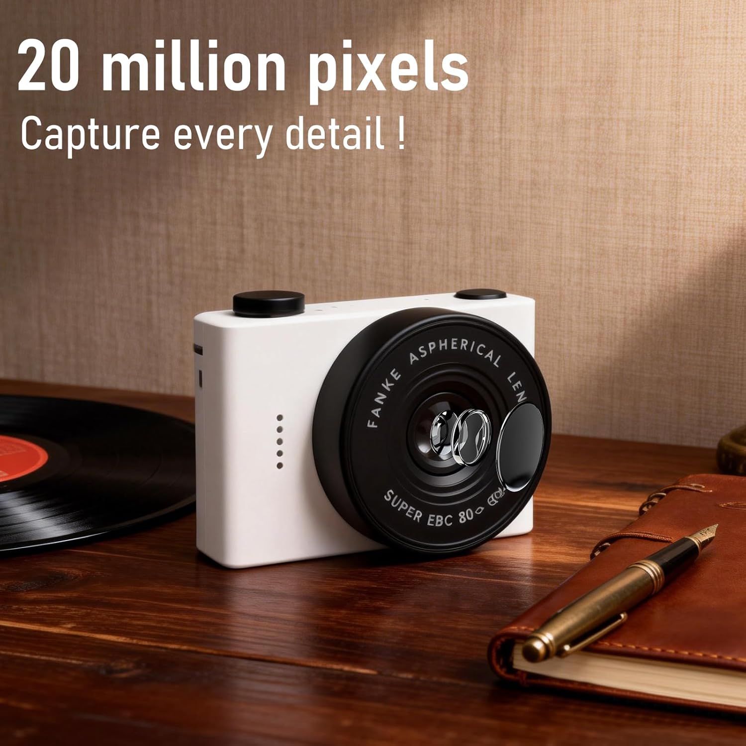 Mini Camera 2K HD Video Recorder, Mini Keychain Digital Camcorder with 64GB Card, 1.57" HD Display, Ultra-Portable Tiny Camera for Travel/Vlog/Night Shots/Selfie (White)