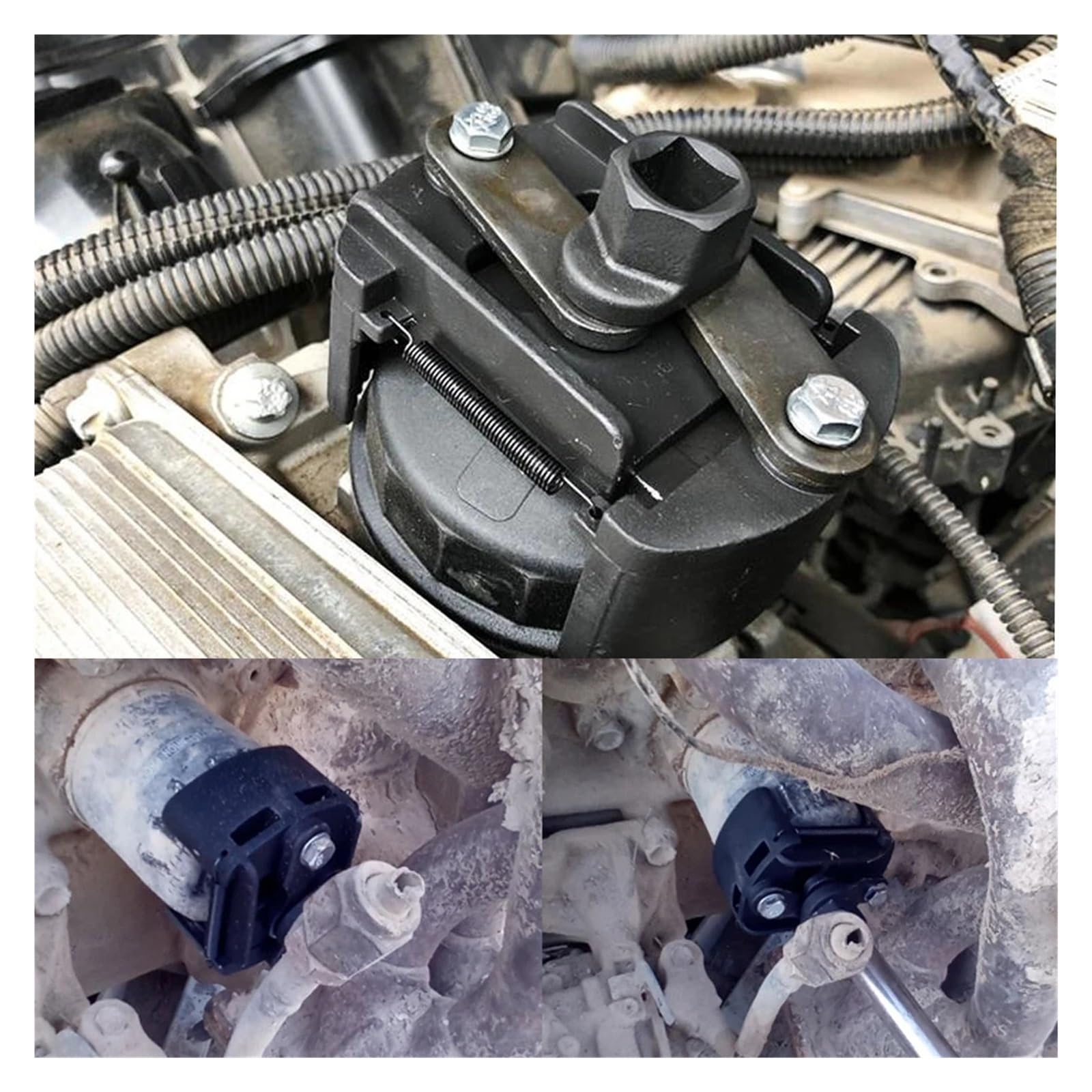 Llave para filtro de aceite Llave de acero ajustable de 60-105mm for llave de filtro de aceite de coche herramienta de reparación de eliminación de combustible fundido(3 Jaw wrench)