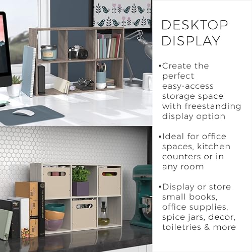 Miniatura 5 de ClosetMaid Mini organizador de escritorio o pared de 6 cubos, teca desgastada