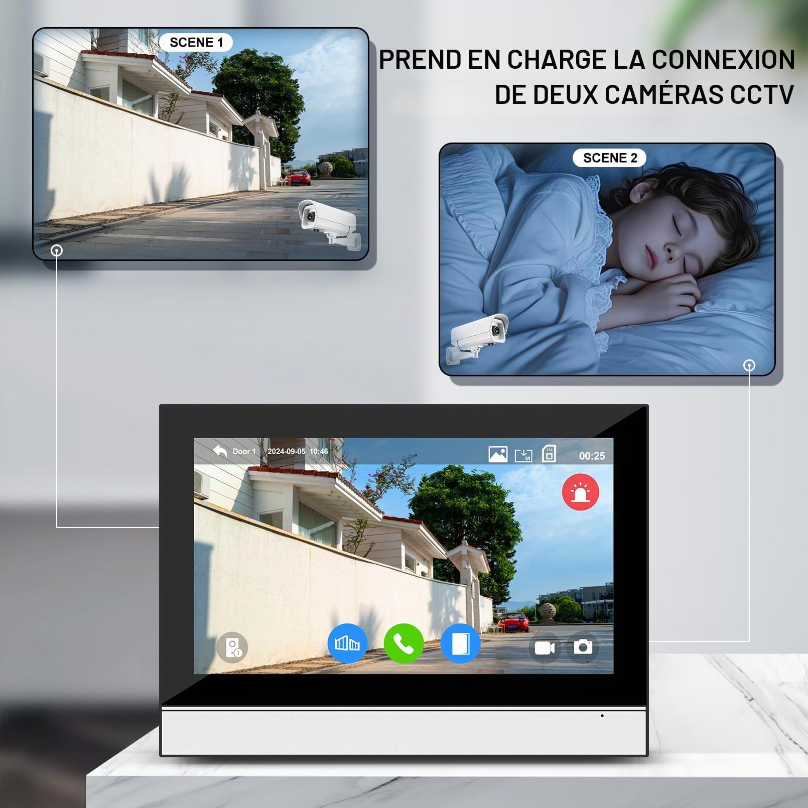 Interphone Vidéo WiFi Tuya 10 Pouces 1080P, Appareil Interphone Filaire 4 Fils avec Caméra Extérieure IP65, Écran Tactile, Déverrouillage par App/Carte, Détection de Mouvement